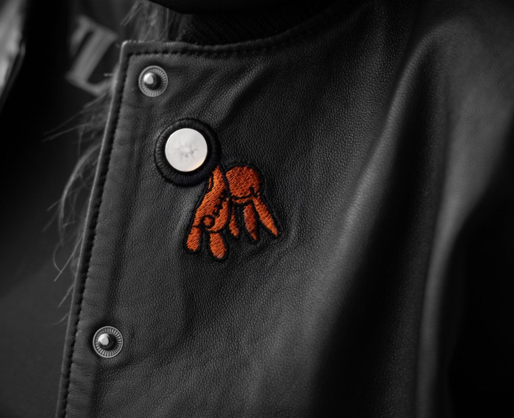 Vanloosh leather jacket teddy bear detail